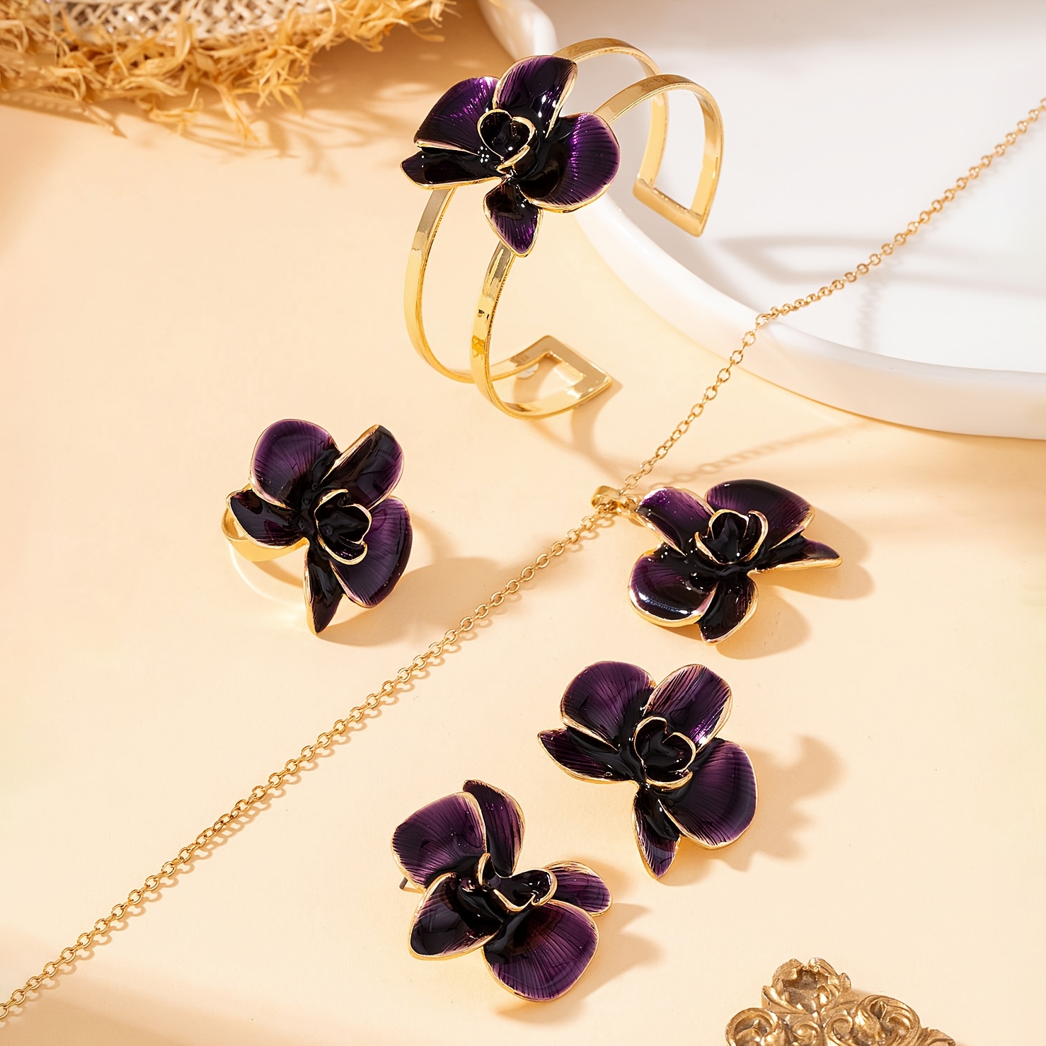 5pcs Gentle Summer Orchid Jewellery Set